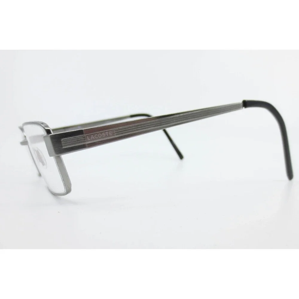 Lacoste LA12023 GU Gunmetal Grey Rectangular Metal Eyeglass Frames 51-19-140